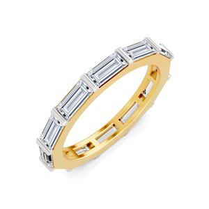 แหวนเพชรทรงบาแก็ตต์แบบ Eternity ดีไซน์เนอร์ 18k ทองคำ 10kt รูปทรงตะวันออก-ตะวันตก  ได้รับการรับรองจาก IGI แหวนหมั้นแบบคลาสสิกสำหรับผู้หญิง - Product Image 3