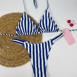 Ensemble de bikini imprimé slim fit pour femmes, 2 pièces, taille haute, maillot de bain en polyester, vêtements de plage tendance, maillot de bain d'été - Product Image 1