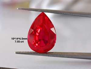 พลอยทับทิมสังเคราะห์คุณภาพสูงทรงลูกแพร์ สีแดงเข้ม สำหรับทำเครื่องประดับ ขายส่ง - Product Image 3