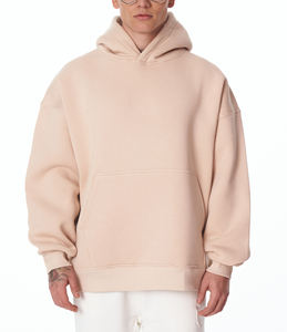 OEM Custom Logo Winter Hip Hop Zip Fleece Hoodie 100% Cotton Heavyweight Embroidered Men Solid Pattern Hooded Collar <b>Waterproof</b> - Product Image 2