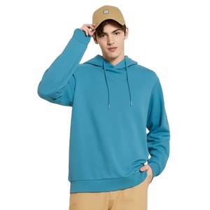Oversized Heavyweight 100% Cotton Sudadera con capucha para hombre Cropped Fleece Plain Dyed Winter Sweatshirt - Product Image 2