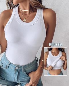 Top de Tirantes de Punto Blanco para Mujer, Cuello Redondo, Sin Mangas, Liso, Casual, Transpirable, Corto, de Moda - Product Image 6