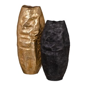 Juego de Jarrones de Piso de Bronce Hechos a Mano de Estilo Europeo Moderno, Jarrones Decorativos Texturizados en Dorado y Negro para Decoración de Interiores del Hogar - Product Image 1