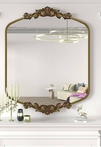 Espejo de Pared con Marco de Latón Arqueado, Diseño Decorativo Tradicional, 6 mm de Grosor, para Interiores del Hogar - Product Image 3