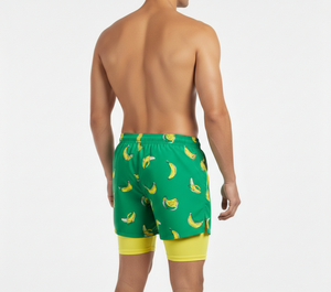 กางเกงชายหาดแบบซับลิเมชั่นสั่งทำพิเศษ 2 in 1 กางเกงว่ายน้ำผู้ชายพร้อมกางเกงเลกกิ้งซับในแบบรัดรูป แฟชั่นทันสมัย แห้งเร็ว - Product Image 2