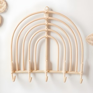 Colgador de gancho de pared de ratán en forma de arcoíris más vendido, perchas de tela, ganchos colgantes montados en la pared, color natural - Product Image 4