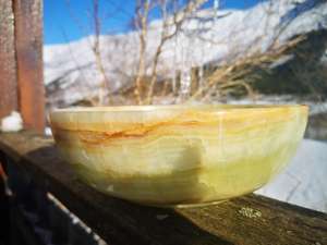 Cuenco de Ónix Verde Claro, Cuenco de Ónix Verde Multicolor Hecho a Mano, Cuenco de Cristal de Ónix Verde para Servir en la Mesa Principal de Universal Overseas - Product Image 2