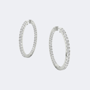 2.10CTW 9K Gold Plated Lab Grown Round Brilliant Cut Pave Set <b>Large</b> Luxury <b>Hoop</b> Diamond Earrings - Product Image 5