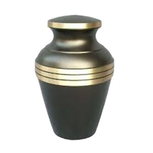 Handcrafted Brass Cremation Urn For Human Ashes Adult Elegant Brown Funeral <b>Memorial</b> Urn With Gold Bands Decorative Burial Urn - Product Image 1