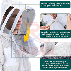 OEM Professional <b>Bee</b> <b>Suit</b> Protection 3 Layer Mesh Apiculture Beekeeper Clothing Beekeeping <b>Suit</b> for <b>Bee</b> Keeper Coverall <b>suit</b> - Product Image 3