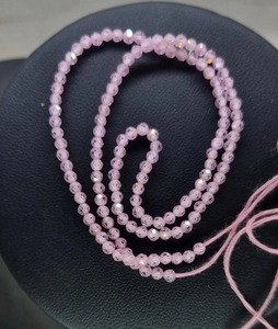 Perles en zircon cubique rose, perles facettées de 2,50 mm, brin de perles - Product Image 2