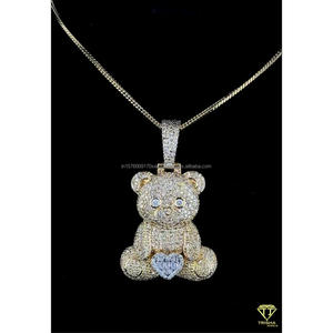 Custom Teddy Bear Hip Hop Pendant for Men Women with Hand Set Moissanite Diamonds and 925 Silver - Product Image 5