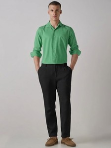 Camisa Casual de Popelina de Algodón de Manga Corta Verde para Hombre, Cuello Clásico, Color Sólido, Transpirable, para Verano - Product Image 2