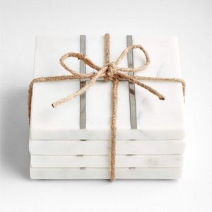 Sous-verres en marbre blanc, forme carrée, aspect classique en noyer, élégants pour la maison, l'hôtel ou la cuisine de ferme, fabriqués en Inde 2026 - Product Image 5