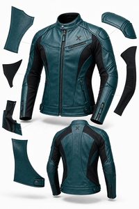 Blouson de moto en cuir extensible |   Teal, noir, bordeaux, camel |   Fabricant OEM ODM |   Qualité de conception haut de gamme |   Vêtements de course | - Product Image 6