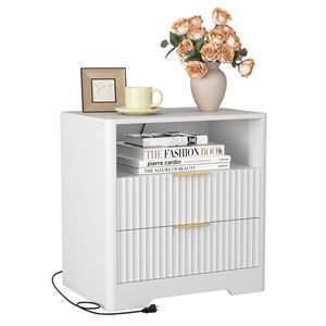 Comodino Intelligente con Stazione di Ricarica e Luce Notturna, Mobile Contenitore per Camera da Letto, Tavolino da Notte - Product Image 6