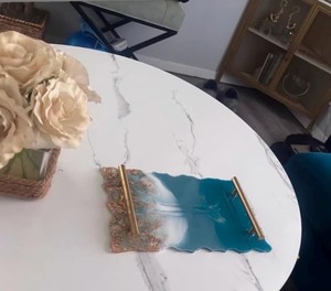 Best Quality Stylish Modern Resin Serving Tray Custom Size for Home or Kitchen Use Very <b>Cheap</b> Luxury Trending Resin Tray - Product Image 1