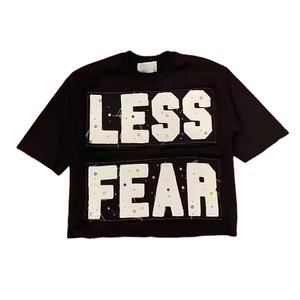 Camiseta Oversize para Hombre, Corte Cuadrado, Algodón/Fibra de Bambú, Largo Recortado, Apliques Bordados, Pedrería, Estilo Urbano, Estampado, Secado Rápido - Product Image 1