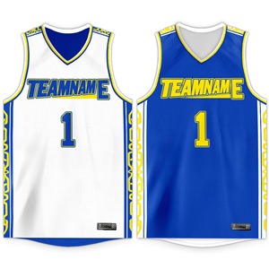 Camiseta de Baloncesto Personalizada Reversible con Estampado, Blanca, Sublimada, Cuello en V, Poliéster, OEM, ODM, Venta al Por Mayor - Product Image 2