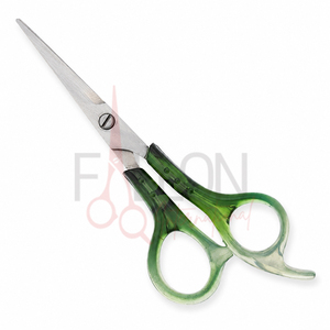 Ciseaux à cheveux professionnels en acier inoxydable, lame tranchante, manche en plastique vert, pour droitiers, usage en salon - Product Image 1