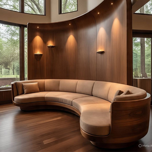 ชุดโซฟาไม้สักโค้งหรูหราสำหรับล็อบบี้โรงแรมทันสมัยและห้องนั่งเล่นระดับไฮเอนด์ - Product Image 1