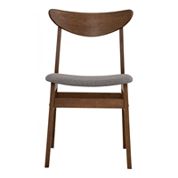 Chaise de salle à manger moderne en noyer massif avec pieds en bois, assise rembourrée et dossier incurvé, prête à être expédiée, pour la maison et l'appartement