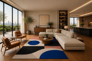 Alfombra de Lana Anudada a Mano con Diseño Geométrico Abstracto, Alfombra Moderna con Bloques de Color, Alfombra de Diseño Contemporáneo, Tamaño Personalizado - Product Image 4