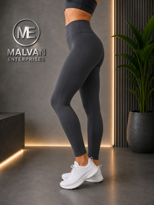 Leggings de yoga taille haute premium avec effet ventre plat, taille élastique, logo, sans coutures, doux et lisses, pour femmes - Product Image 3