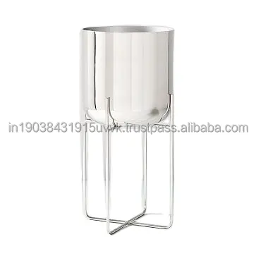 Mirror Polished Silver Plated Planter With Stand Home Decorative LID proved Accent Indoor Flower Pots For Living Room