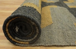 Handmade Kilim Wool Low Pile <b>Runner</b> <b>Rug</b> Geometric Tribal Boho Hallway <b>Rug</b> Dark Olive Mustard Narrow Rustic Floor - Product Image 3