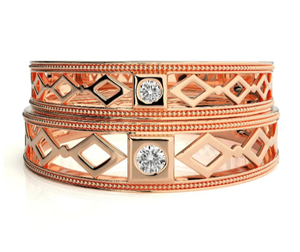 925 Sterling Silver Rose Gold Plated Cubic Zirconia Romantic Style Christian Geometric <b>Couple</b> <b>Rings</b> - Product Image 3