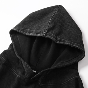 Unisex Oversized Loose Hooded Sweatshirt Solid Digital Printing <b>Washed</b> Jersey Cotton French Terry Pocket Casual Winter Wear 260g - Product Image 4