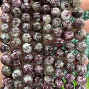 ลูกปัดทัวร์มาลีนสีชมพูแท้ ลูกปัดพลอยทรงกลมธรรมชาติ สำหรับทำเครื่องประดับ งานฝีมือ DIY - Product Image 1