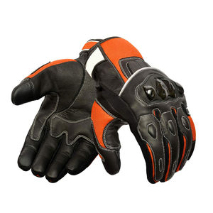 Gants de moto durables en cuir avec protection complète des doigts, antidérapants, pour hommes, fonction tactile - Product Image 1