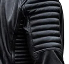 Men's Black PU Leather Moto <b>Biker</b> <b>Jacket</b> With Zipper Closure And Quilted Sleeves Turn-down Collar Slim Fit Autumn Wear - Product Image 4