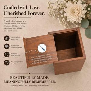 Wooden Resin Dried Flower Memorial Urn Cremation Keepsake <b>Box</b> Purple <b>Floral</b> Ashes Holder for Home Remembrance - Product Image 3