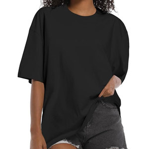 Camisetas Extra Grandes de Estilo Urbano Moderno y Elegante para Mujer, Hombros Caídos, Ecológicas, Transpirables, 100% Algodón, Secado Rápido, Holgadas, para Verano - Product Image 1