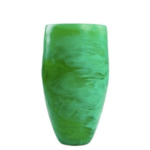 Vase à fleurs en résine écologique haut de gamme, ornements artisanaux, nouveau vase bleu aqua, forme irrégulière, design moderne pour le salon - Product Image 1