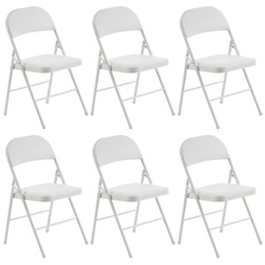 Eleganti Sedie Pieghevoli in Ferro e PVC Bianche, Set da 6 Pezzi, per Convenzioni ed Esposizioni - Product Image 1