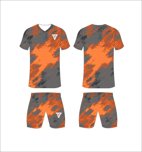 Uniforme de fútbol sublimado personalizado para hombre con camiseta con estampado de salpicaduras de pintura abstracta en blanco y negro y pantalones cortos a juego - Product Image 3