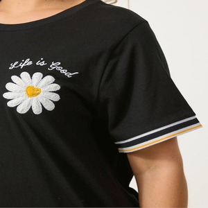 Women's Loose Fit Casual Embroidered T-Shirt Short Sleeve Lightweight Cotton Spandex Custom Logo Wholesale - Product Image 5