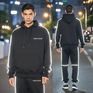 Men's Custom Two-Piece Sports Sets <b>Reflective</b> Zip Hoodie Sweatsuit Nylon Shorts Plus Size Windbreaker Jacket Shorts Tracksuit - Product Image 5