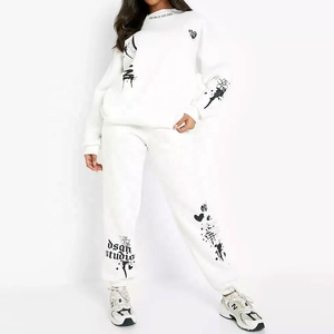 Sudadera recortada negra personalizada Half Zipup y Trouzer Chándal 100% algodón HeavyFleece 400Gsm JoggingSuit para mujer - Product Image 4