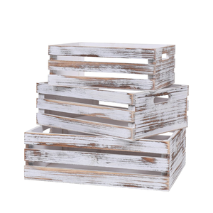 Farmhouse Large Size Wooden <b>Crate</b> <b>Box</b> for Storage Handmade Set 3 Wooden Boxes for Display from Vietnam - Product Image 1