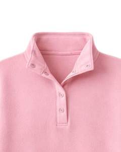 Sweat-shirt polaire rose oversize pour femme avec col à boutons, poche kangourou, épais, pour l'hiver, modèle fabricant - Product Image 5