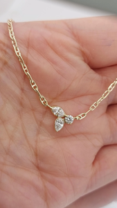 Three Stone Marquise Cut Diamond <b>Pendant</b> in 18K <b>Solid</b> <b>Gold</b> Claw Setting Women's Classic Flower Shape Jewelry - Product Image 3