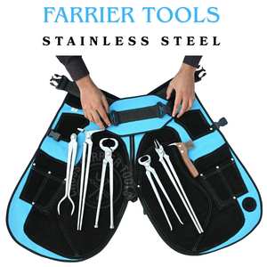 Kit de ferrage pour chevaux en acier inoxydable, comprenant : écarteur de sabots, tablier réglable, pince à sabots, pince à tête, cisaille à sabots, brosse de nettoyage, haute performance - Product Image 6