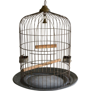 Nouvelle cage à oiseaux ronde en fil de fer avec perchoir, décorative, suspendable, pour usage intérieur, finition peinte, style rétro - Product Image 5