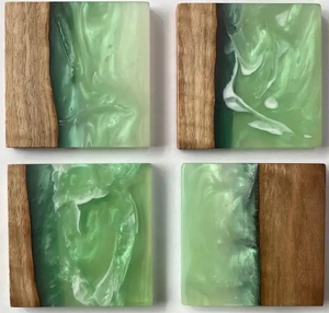Custom Wooden Resin <b>Coasters</b> with Holder Durable Non-Slip <b>Drink</b> <b>Coasters</b> for Glasses Cups Bar Accessories & Home Decoration - Product Image 5