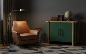 Aparador Moderno de 2 Puertas de Roble Macizo para Sala de Estar - Almacenamiento Ecológico y Resistente al Agua - Product Image 3